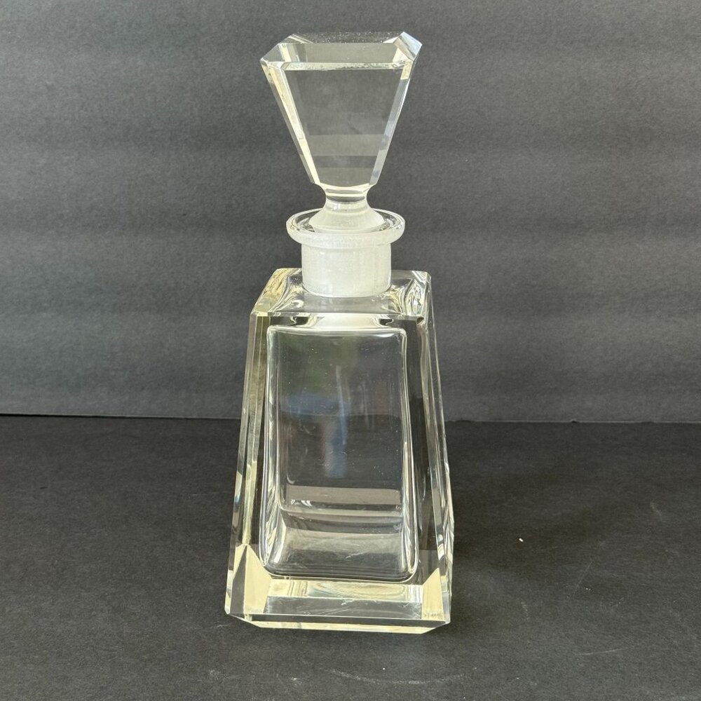 Vitg Clear Mid Century Geometric Crystal Decanter Bottle 9" Diamond-Shaped Stopp